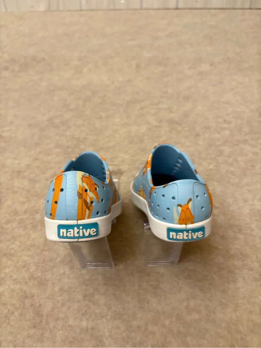Native Jefferson Blue Orange Fox Slip On Water Comfort Shoes Little Boys Size 12